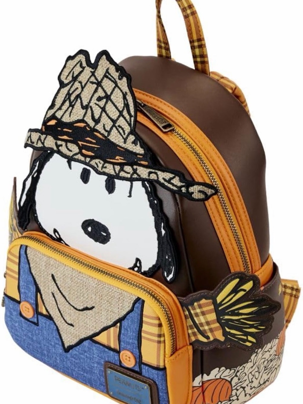 New Loungefly Peanuts Snoopy Scarecrow Costume Figural Mini Backpack - Picture 3 of 5